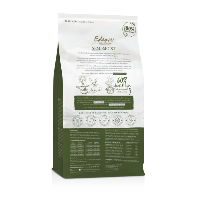 Eden Holistic Dog Food - Duck & Tripe (Semi Moist)