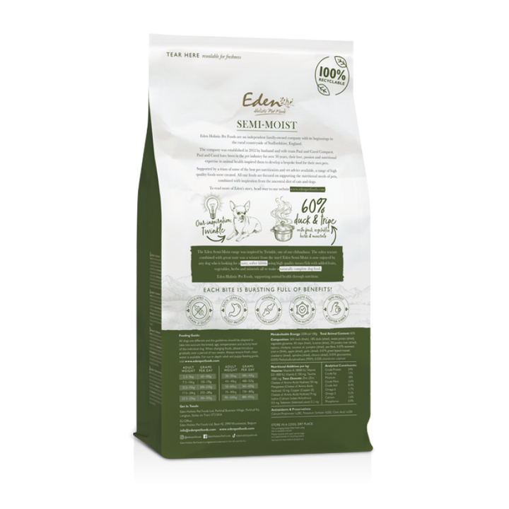 Eden Holistic Dog Food - Duck & Tripe (Semi Moist)